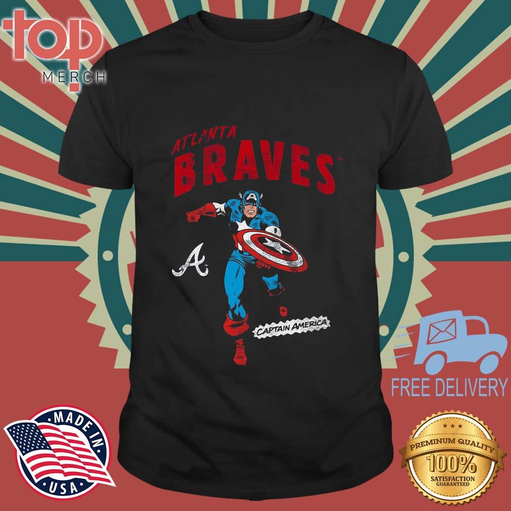 Atlanta Braves Youth Team Captain America Marvel T-Shirt