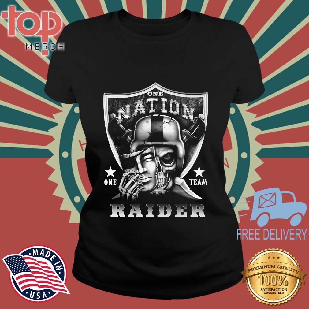 Las Vegas Raiders One Nation One Team Raider Skull Mask Shirt topmerchus ladies den