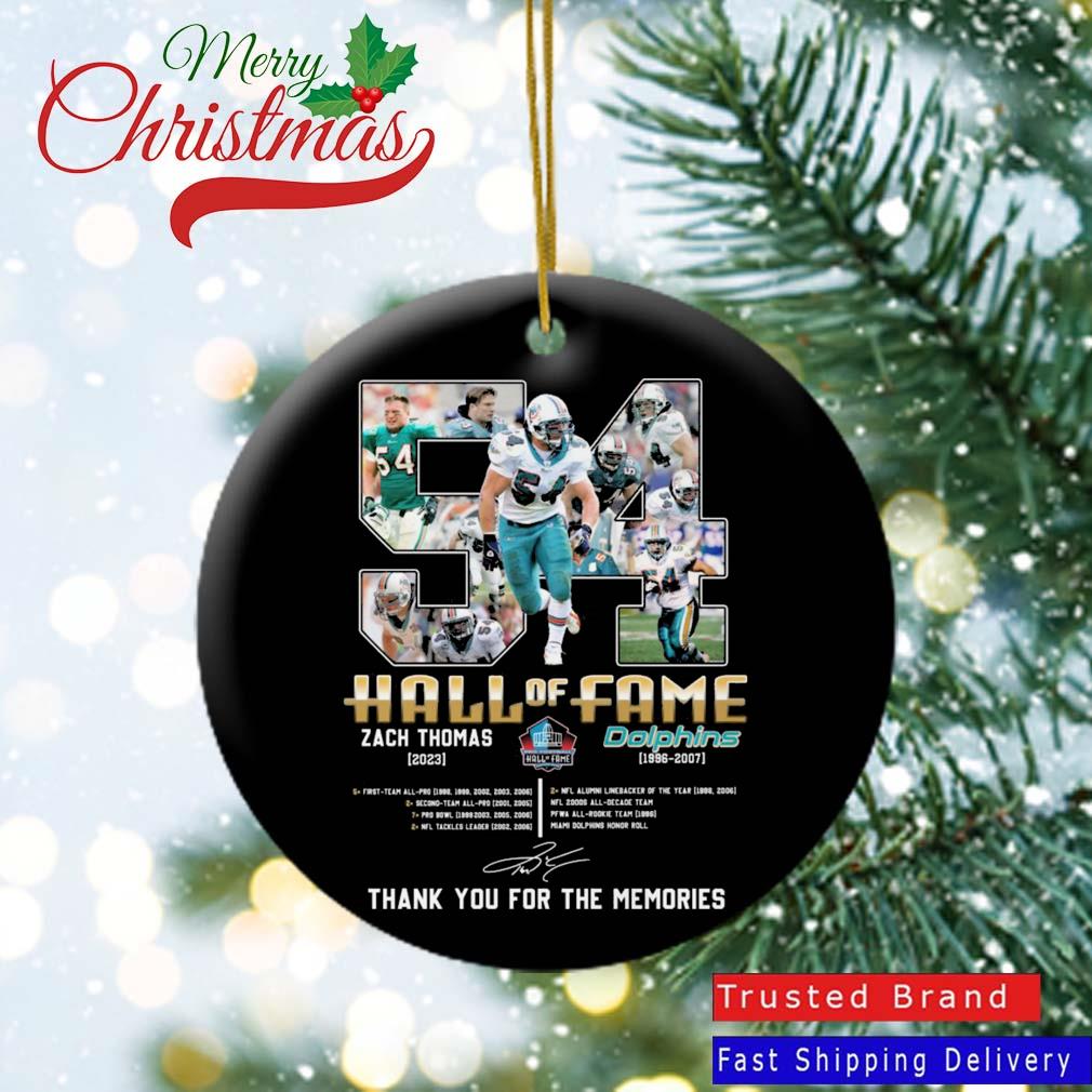 Miami Dolphins Hall Of Fame Zach Thomas 2023 Thank You For The Memories Signature Ornament